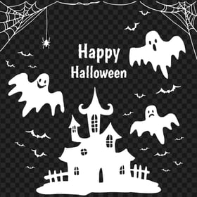White Happy Halloween Image Design Silhouettes
