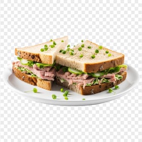 Classic Vegetable Tuna Sandwich on Dish HD Transparent PNG