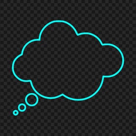 HD Light Blue Outline Thinking Speech Cloud PNG