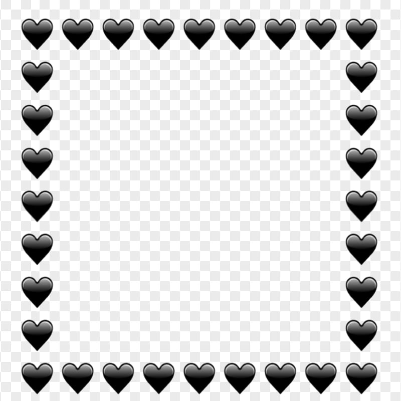 HD Black Hearts Emoji Square Frame PNG