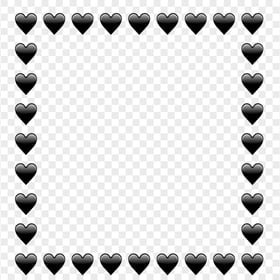 HD Black Hearts Emoji Square Frame PNG