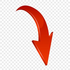 3D Red Curved Arrow Graphic Point Down