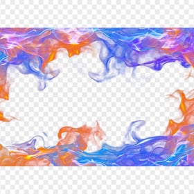 HD Orange & Blue Fire Flames Frame PNG