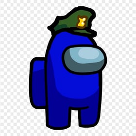 HD Blue Among Us Character With Military Hat PNG