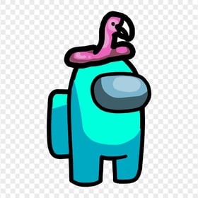 HD Among Us Crewmate Cyan Character With Flamingo Hat PNG