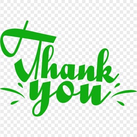 Transparent HD Thank You Green Handwriting Text Font Word