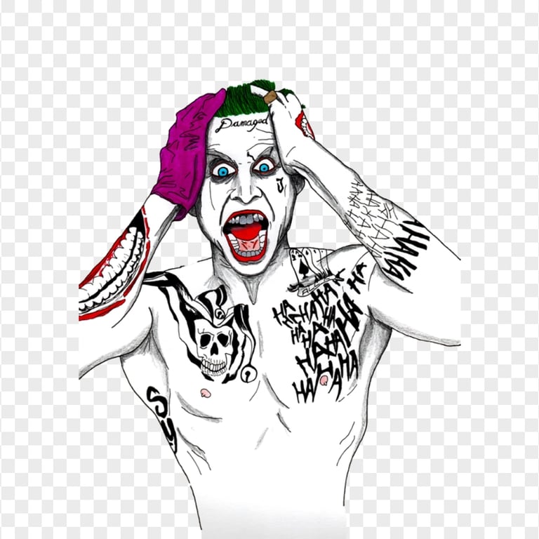 Artwork Drawing Joker Damaged Suicide Squad