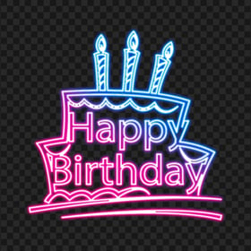 HD Blue & Pink Happy Birthday Glowing Neon Sign PNG