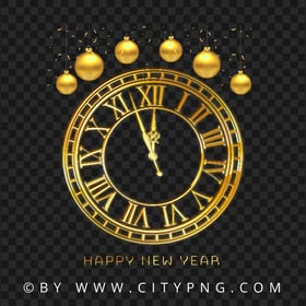 Golden Happy New Year Countdown Clock PNG IMG