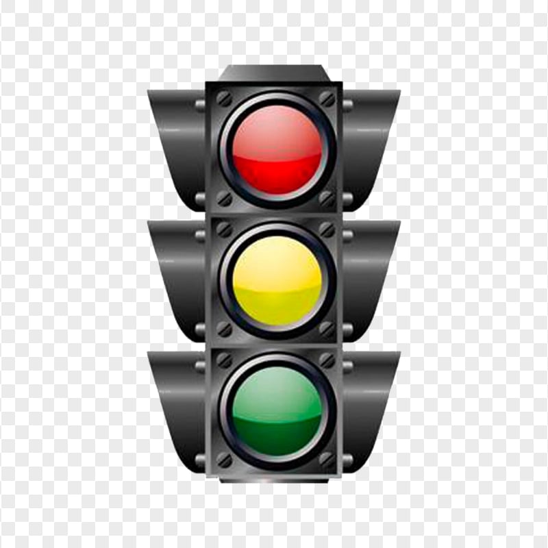 Realistic Black Traffic Light HD PNG