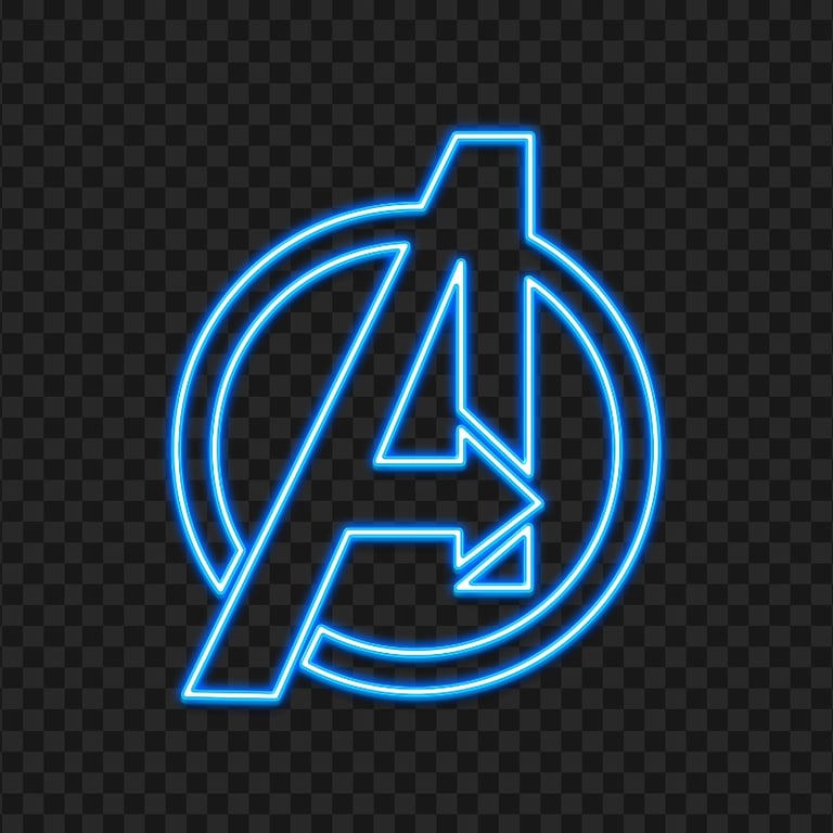 Blue Avengers Neon Logo Transparent Background