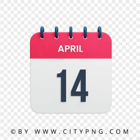14 April Date Vector Calendar Icon HD Transparent PNG