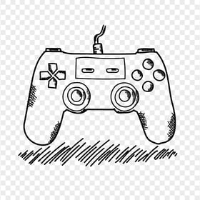 HD Gaming Controller Black Drawing Doodle PNG