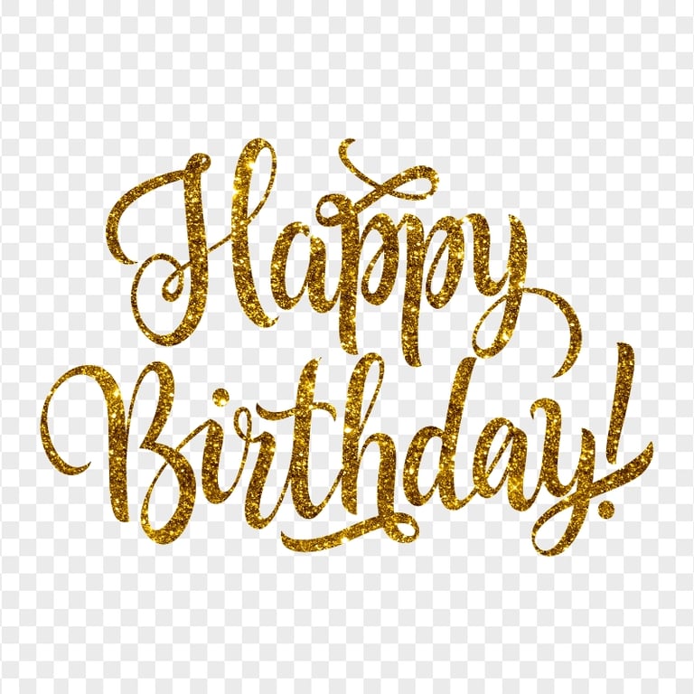 HD Happy Birthday Text Words Gold Glitter Transparent PNG | Citypng