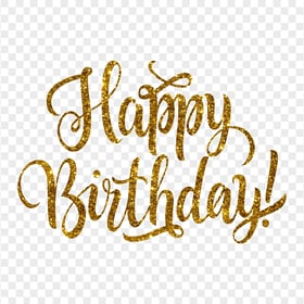 HD Happy Birthday Text Words Gold Glitter Transparent PNG