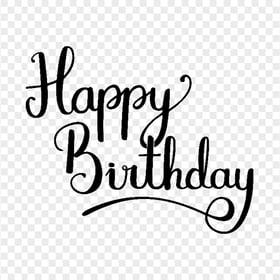 HD Black Happy Birthday Calligraphy Text Words PNG