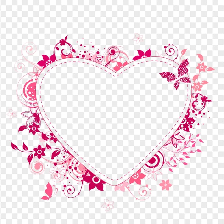 Pink Clipart Floral Heart Frame Transparent PNG