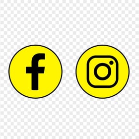 HD Facebook Instagram Yellow & Black Round Icons With Border PNG