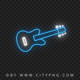 HD Blue & White Neon Light Guitar Transparent PNG
