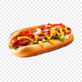 Tasty Hot Dog with Onion Mustard Sauce HD Transparent PNG