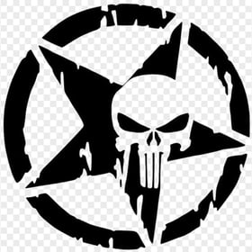 Punisher Black Skull Star Sticker HD Transparent PNG