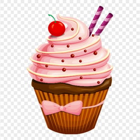 HD Cute Strawberry Cupcake Illustration PNG