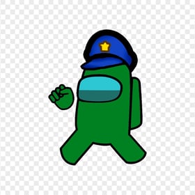 HD Dark Green Among Us Character With Police Hat PNG