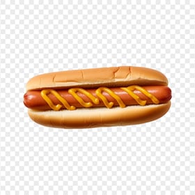 HD Single Hot Dog Sandwich with Mustard Sauce PNG
