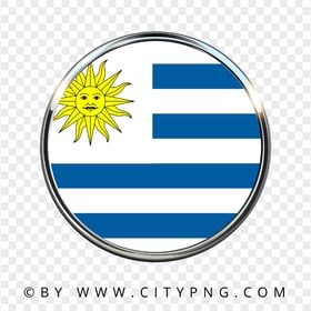 Uruguay Round Metal Framed Flag Icon PNG