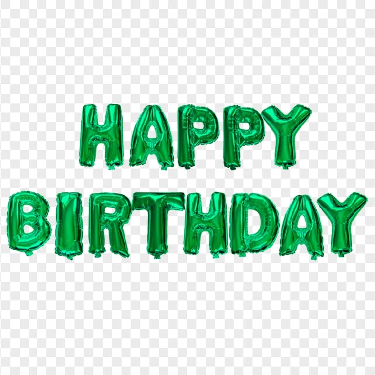 Green Happy Birthday Balloons Words PNG Image