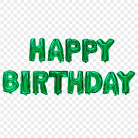 Green Happy Birthday Balloons Words PNG Image