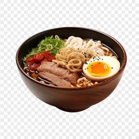 HD Japanese Ramen Noodle with Pork Egg Herbs Transparent PNG