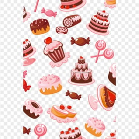 HD Cakes, Muffins And Candy Pattern Background PNG