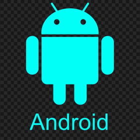 Transparent Light Blue Android Robot Logo Icon