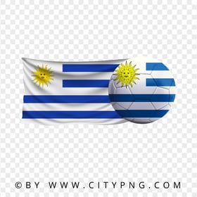 Uruguay Flag With Soccer Football Ball PNG
