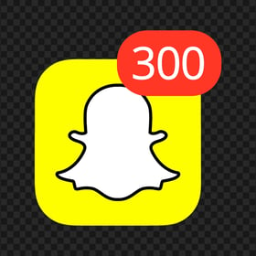 Snapchat Square App Icon With 300 Notifications PNG