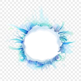 White Circle Watercolor With Blue Abstract