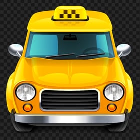 Yellow Illustration Cartoon Taxi Cab Front View