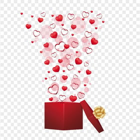 HD Beautiful Opened Gift Box Contains Floating Hearts Love PNG