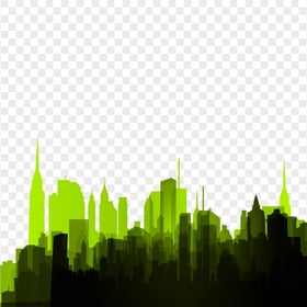 City Skyline Green Dark Silhouette HD PNG