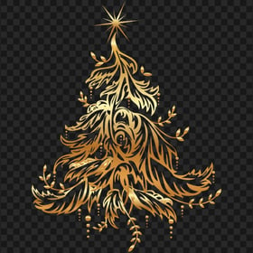 PNG Gold Christmas Tree Illustration Design