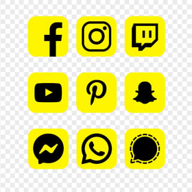 HD Social Media Yellow & Black Square Icons PNG