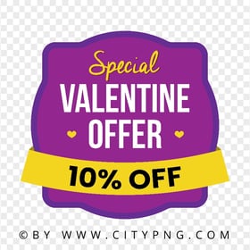 HD Special Valentine Offer Discount 10 OFF Purple Sign PNG