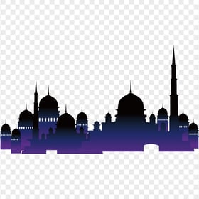 Gradient Purple Black Silhouette Masjid Mosque