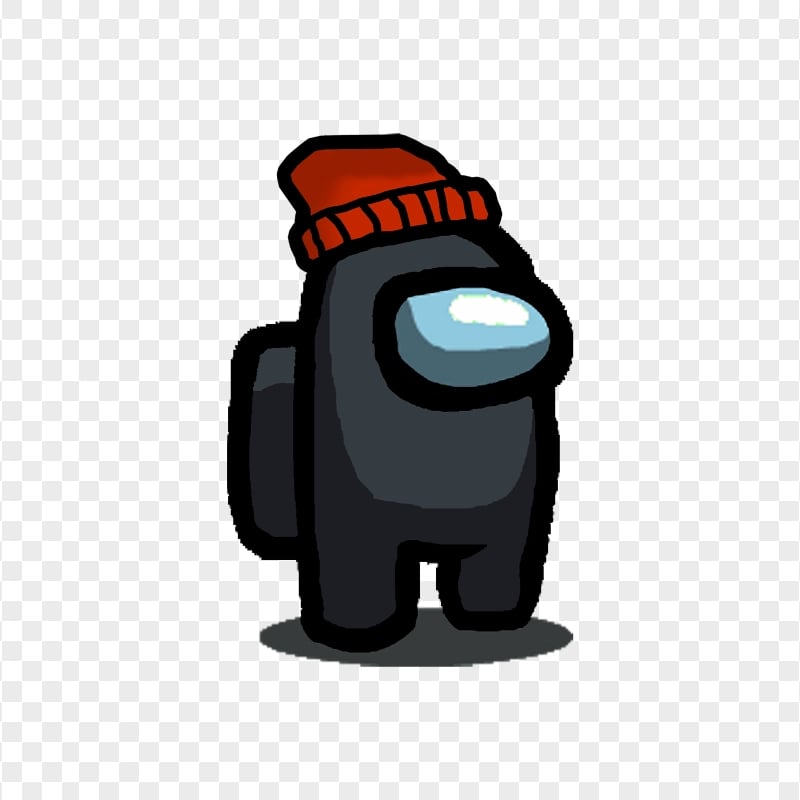 HD Black Among Us Character With Beanie Hat PNG