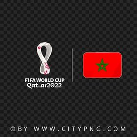 Morocco Flag With Fifa Qatar 2022 World Cup Logo PNG