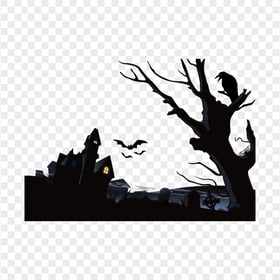 Halloween Haunted House Cemetery Tree Illustration PNG