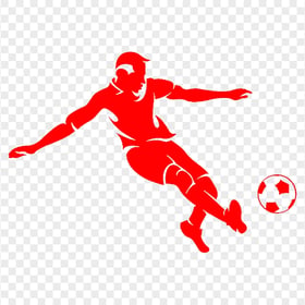 Transparent Football Player With Ball Red Silhouette