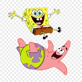 HD Jumping Spongebob With Patrick Characters Transparent PNG