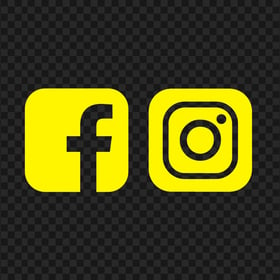 HD Facebook Instagram Yellow Outline Square Logos Icons PNG